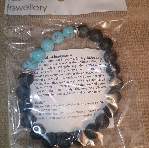 Unisex Lava And Gemstone Bracelets Set Of Three Brand New In Package - Picture 3 of 12